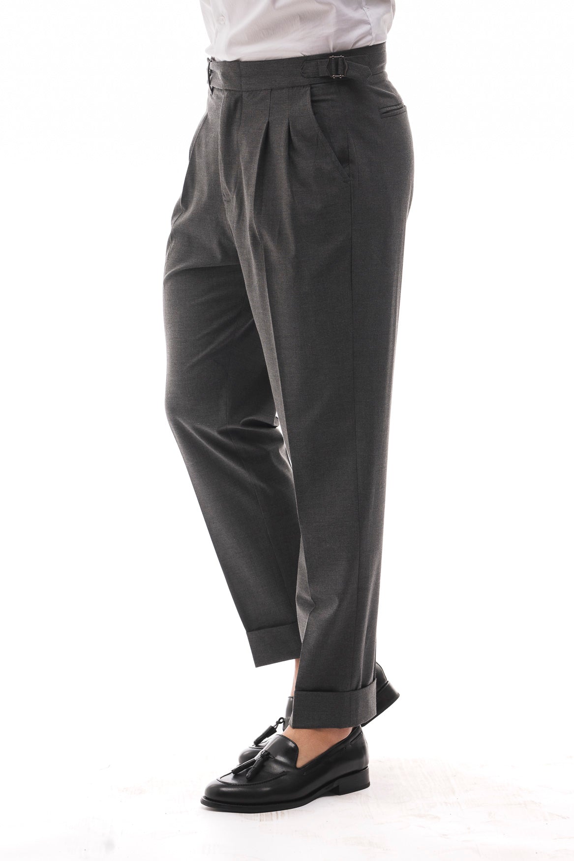 Bruno Valls - BRUNO - Pantalón de tiro alto slim en color gris oscuro - imagen 2