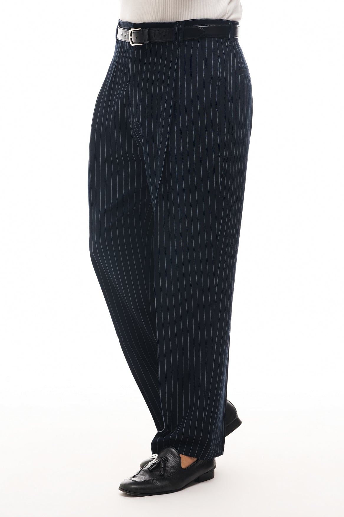 Bruno Valls - PELAYO - Pantalón baggy de raya diplomática en color azul marino - imagen 2