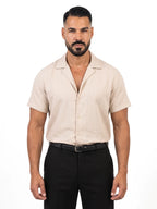ADRIÁN camisa de manga corta beige – vista frontal – Bruno Valls