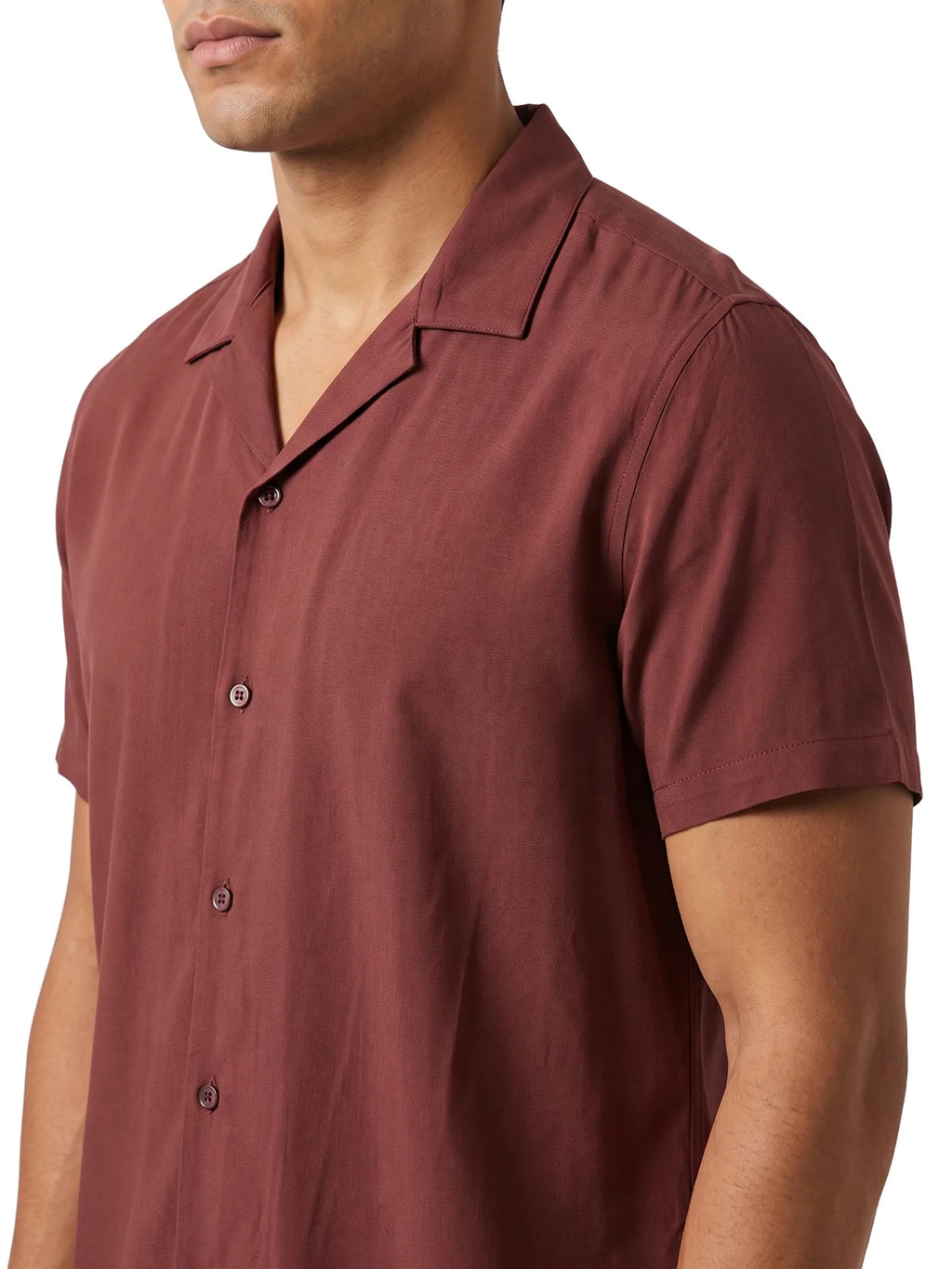 ADRIÁN camisa de manga corta marrón – detalle del tejido – Bruno Valls