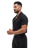 ADRIÁN camisa de manga corta negra – vista tres cuartos – Bruno Valls