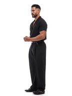 ADRIÁN camisa de manga corta negra – vista lateral – Bruno Valls