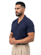 ADRIÁN camisa de manga corta azul marino – vista tres cuartos – Bruno Valls