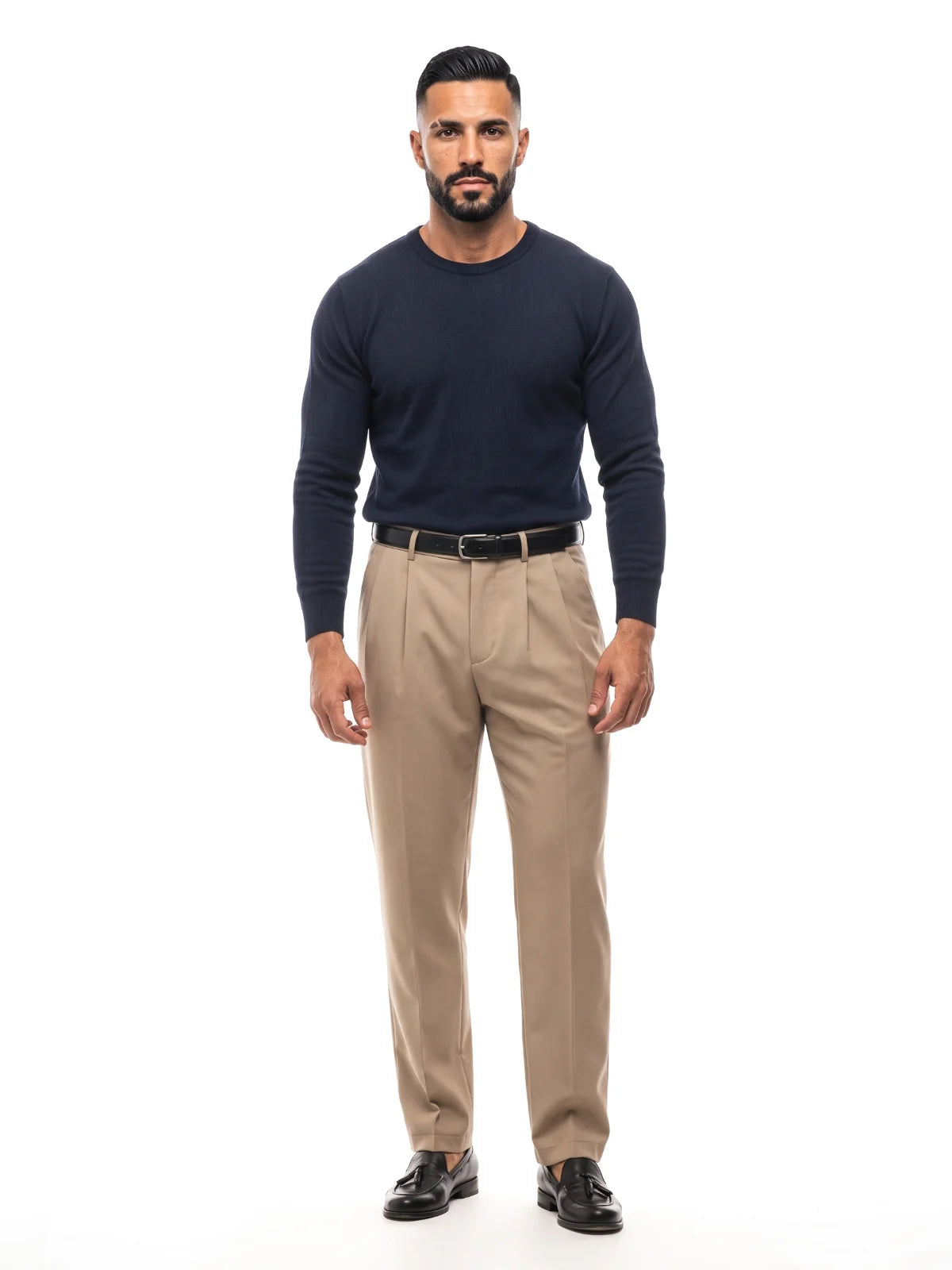 ALBERTO jersey de punto azul marino – look completo – Bruno Valls