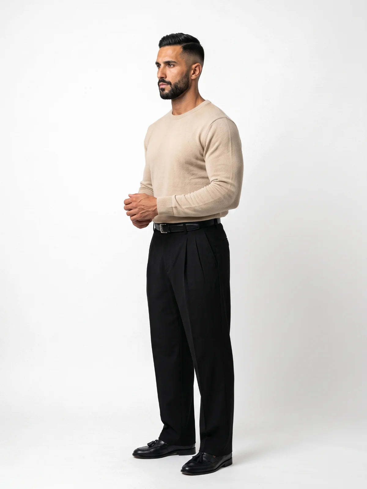 ALBERTO jersey de punto beige – vista lateral – Bruno Valls