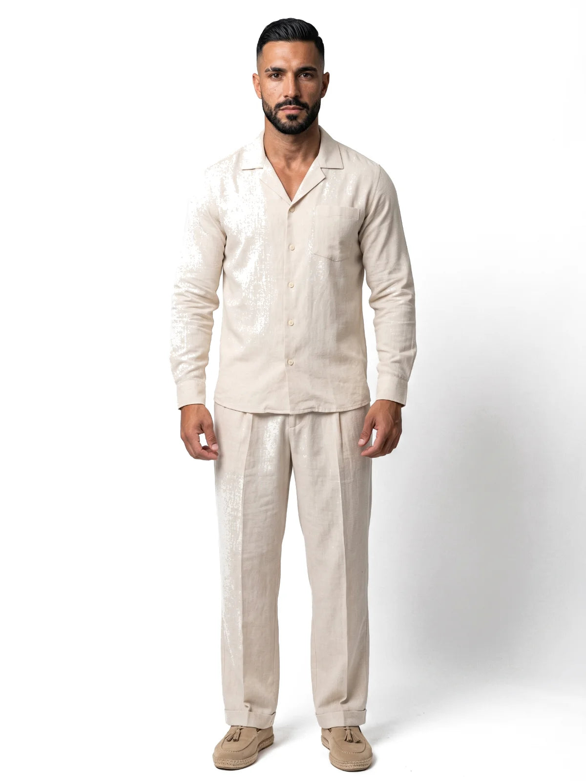 Bruno Valls - ALEJANDRO conjunto de lino beige - imagen 10