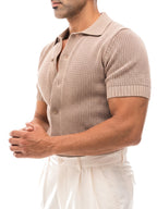 ÁLVARO polo de crochet beige – detalle del tejido – Bruno Valls