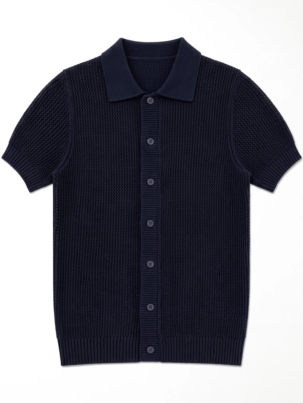 ÁLVARO polo de crochet azul marino – prenda sola – Bruno Valls