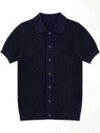 ÁLVARO polo de crochet azul marino – prenda sola – Bruno Valls