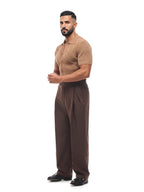 ÁLVARO polo de crochet marrón – vista lateral – Bruno Valls