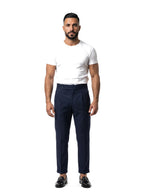 Bruno Valls - pantalón de tiro alto azul marino - vista frontal