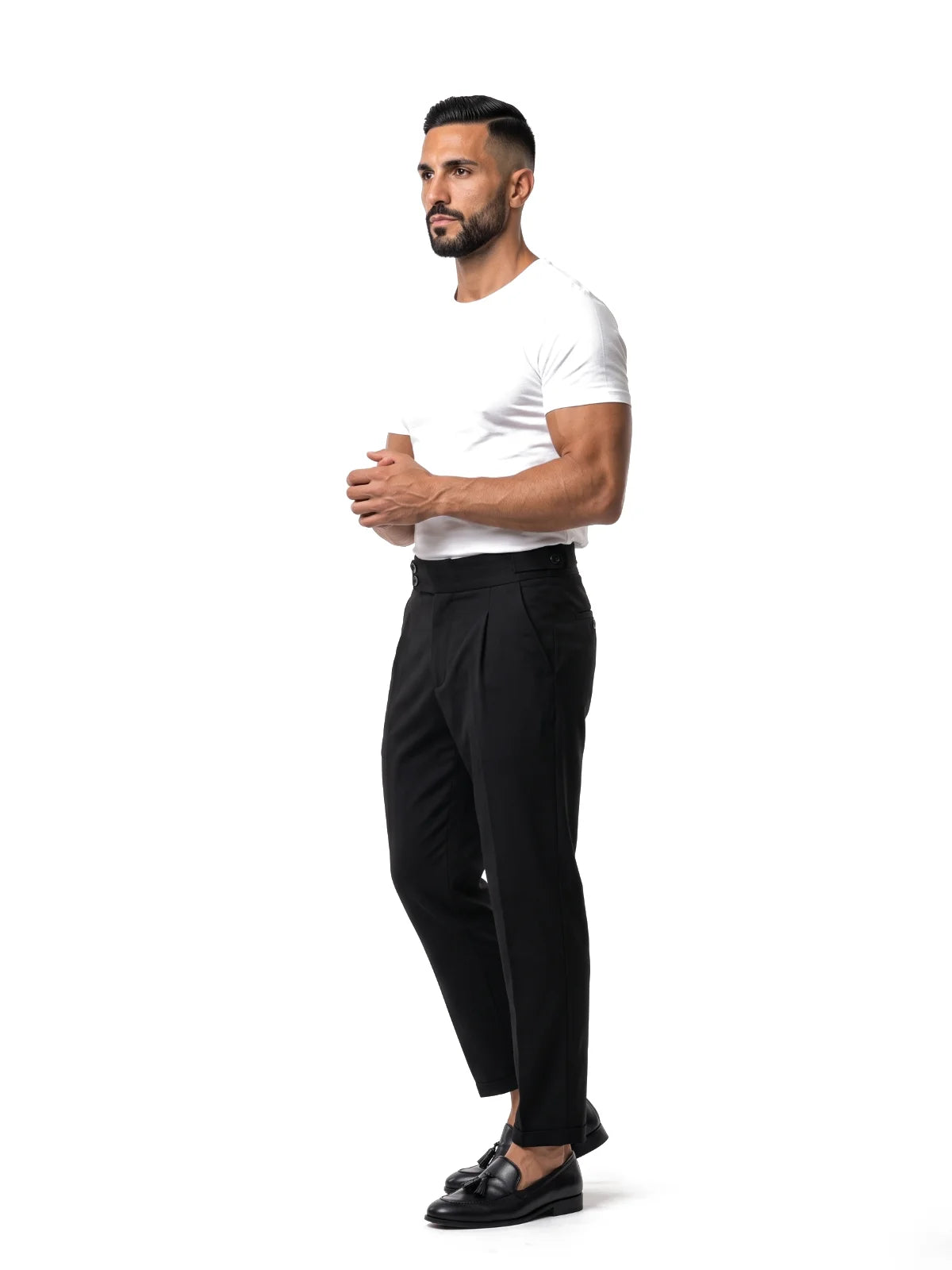 Bruno Valls - pantalón de tiro alto negro - vista look