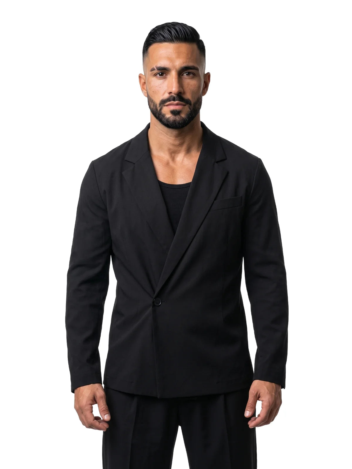 CARLOS americana entallada negra – vista frontal – Bruno Valls