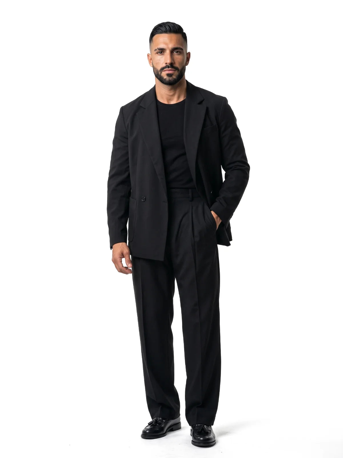 CARLOS americana entallada negra – look completo – Bruno Valls