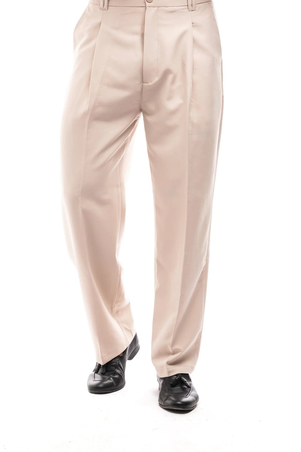 DAVID pantalón baggy beige – detalle – Bruno Valls