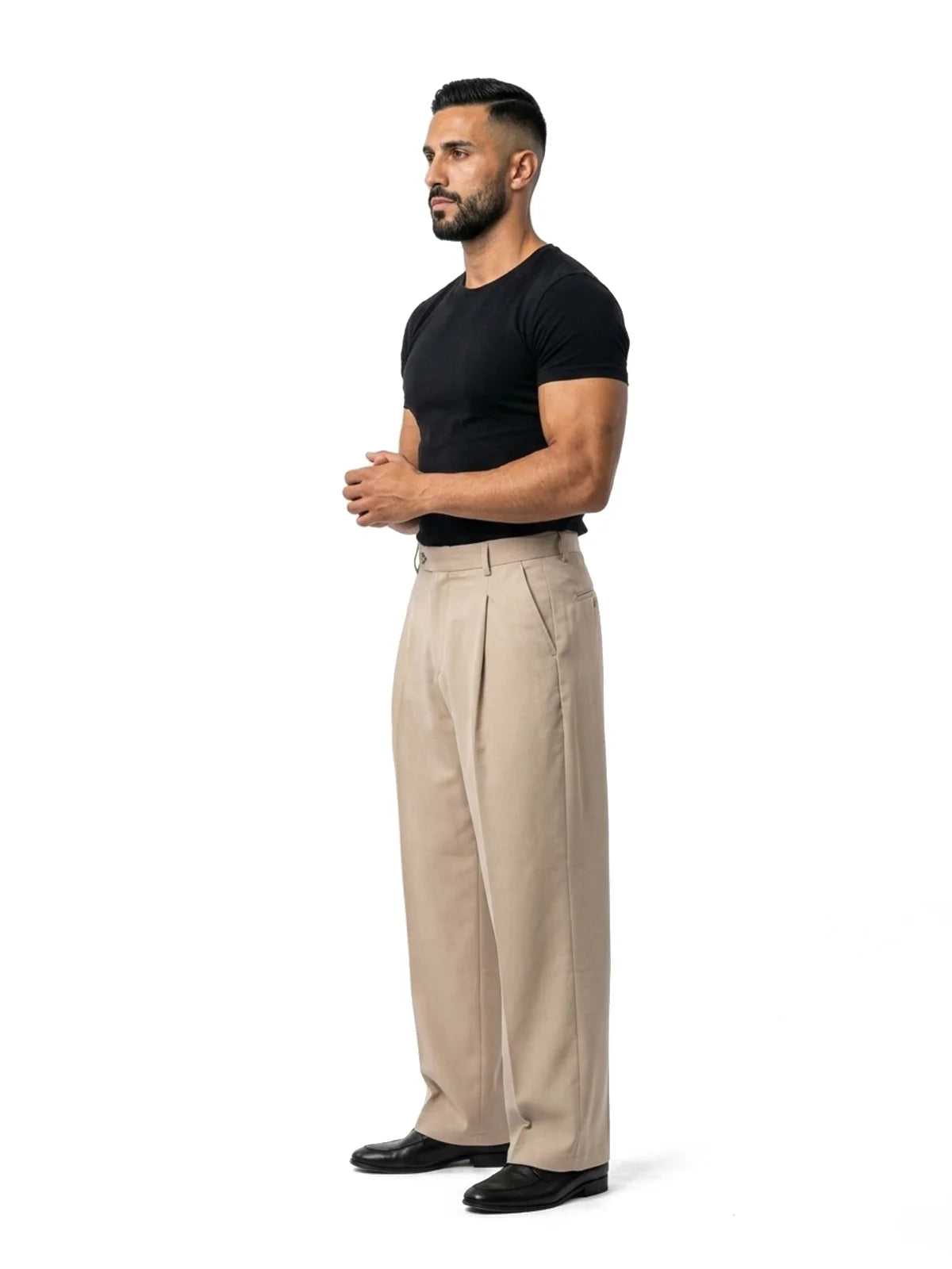 DAVID pantalón baggy beige – look completo – Bruno Valls