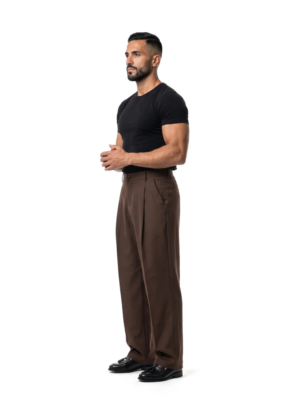DAVID pantalón baggy marrón – look completo – Bruno Valls