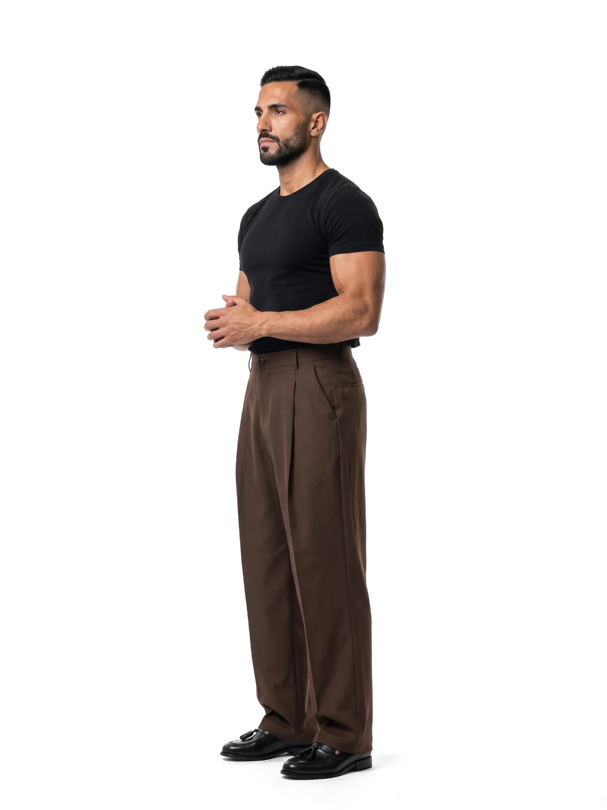 DAVID pantalón baggy marrón – look completo – Bruno Valls