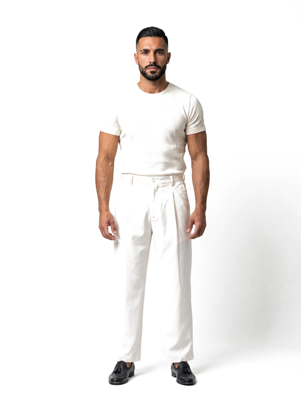 DAVID pantalón baggy blanco roto – look completo – Bruno Valls