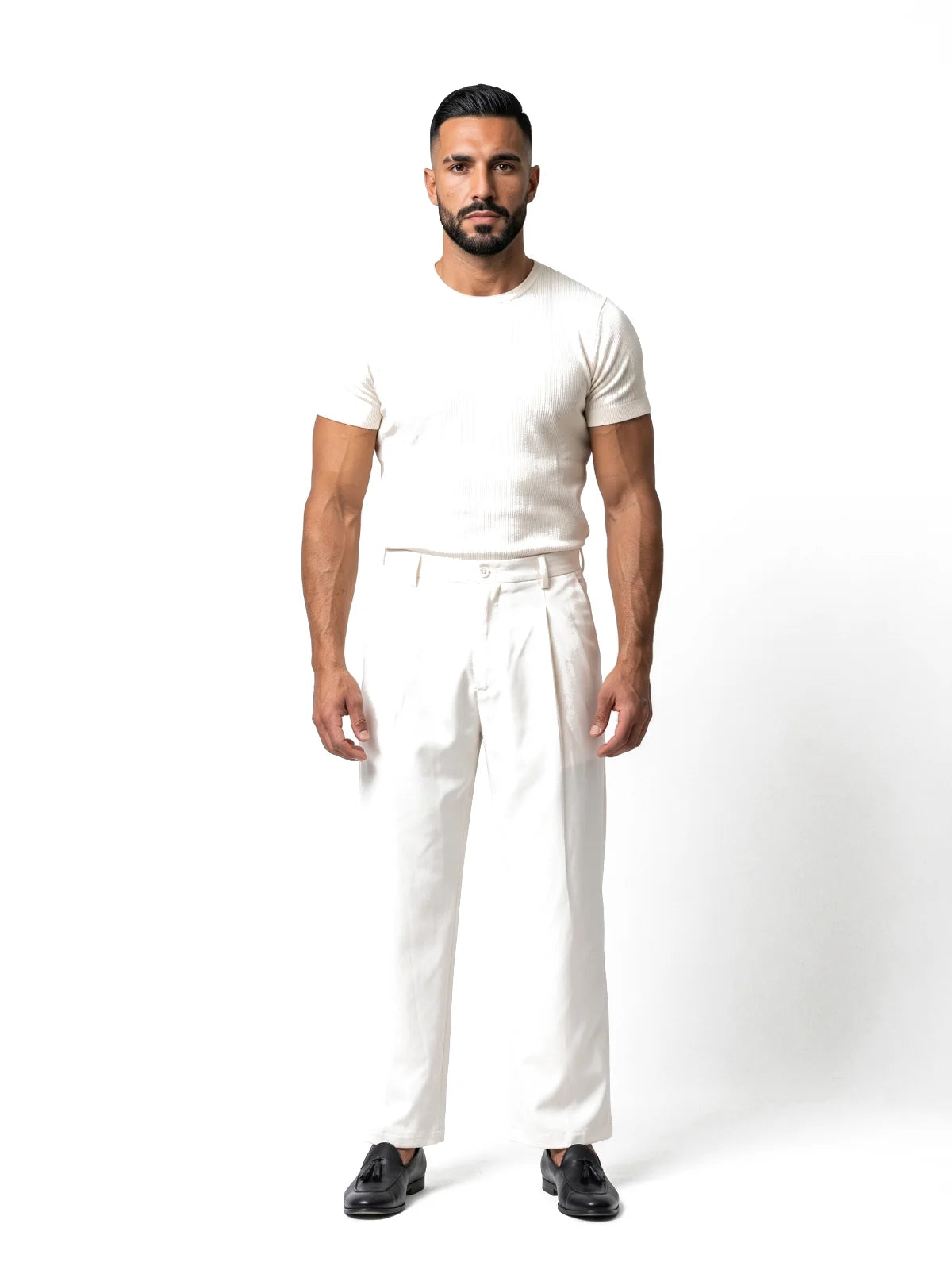 DAVID pantalón baggy blanco roto – look completo – Bruno Valls