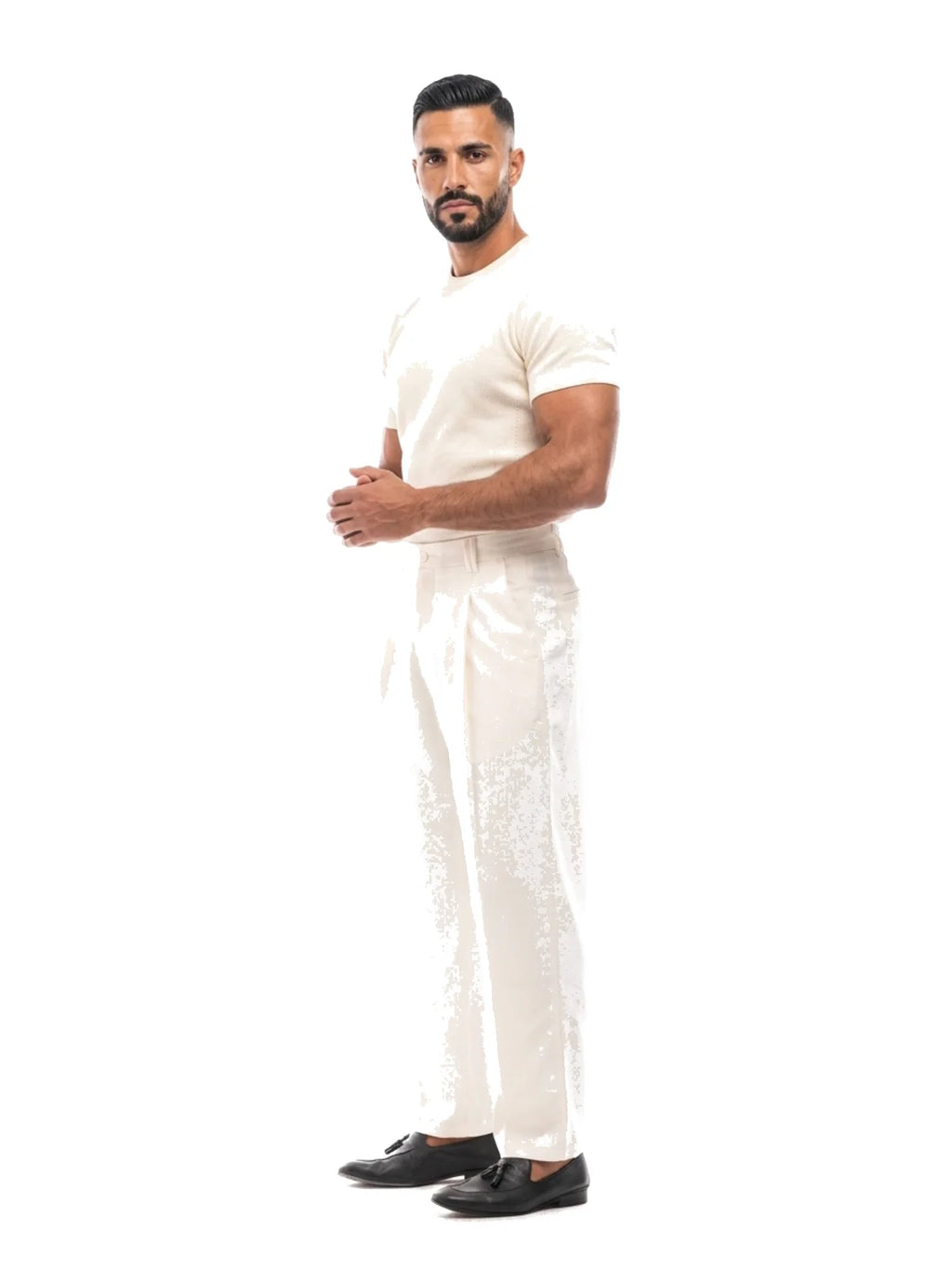 DAVID pantalón baggy blanco roto – look completo – Bruno Valls