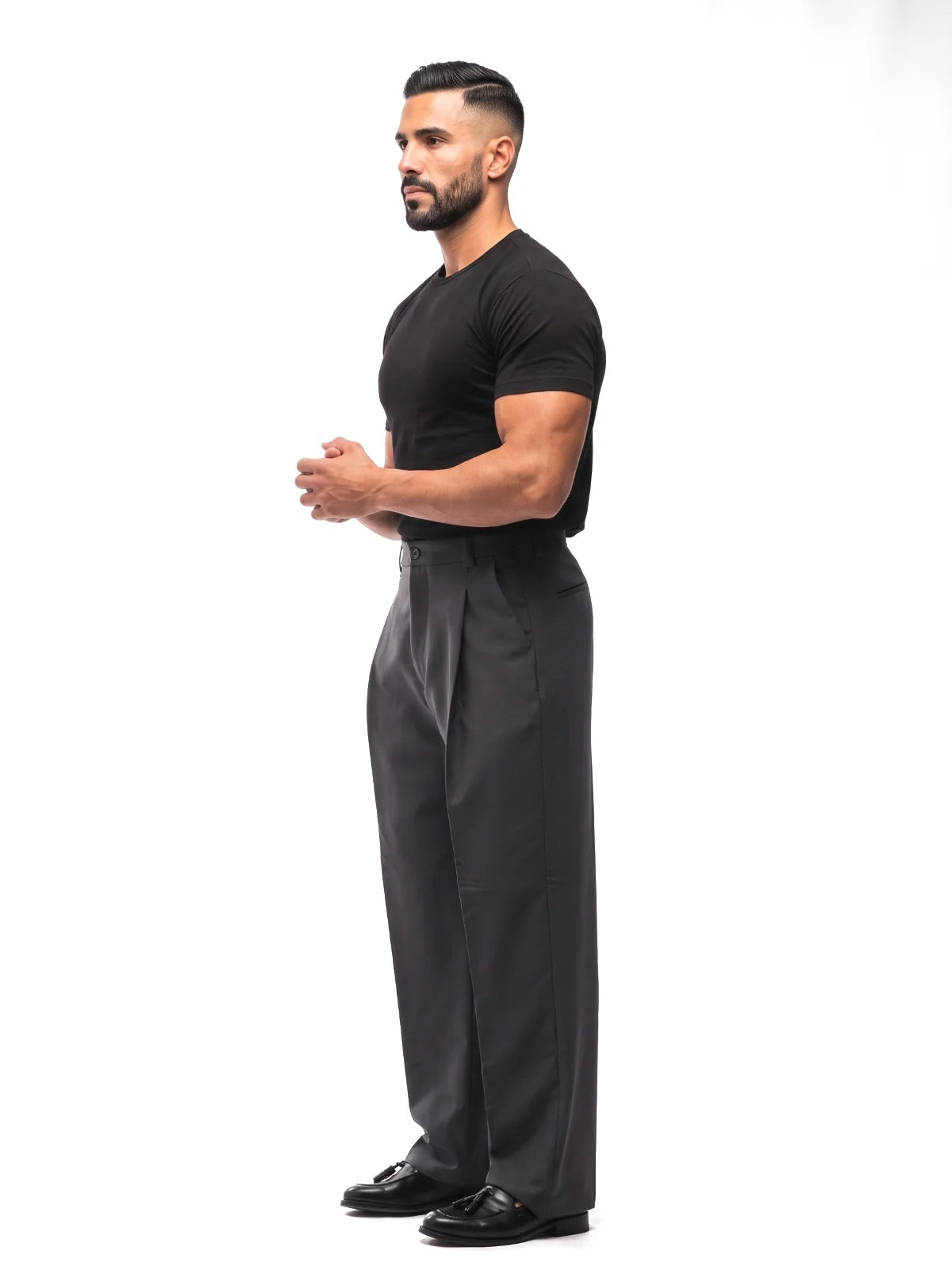 DAVID pantalón baggy gris oscuro – look completo – Bruno Valls