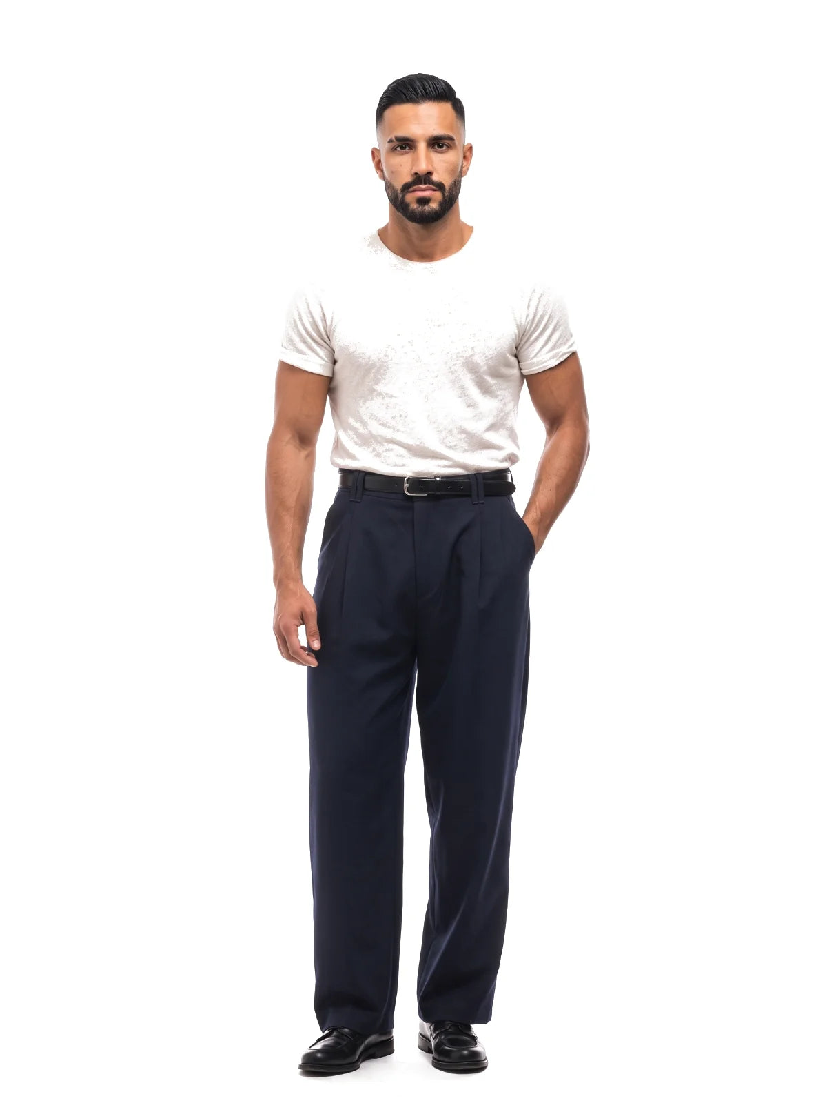 DAVID pantalón baggy azul marino – look completo – Bruno Valls