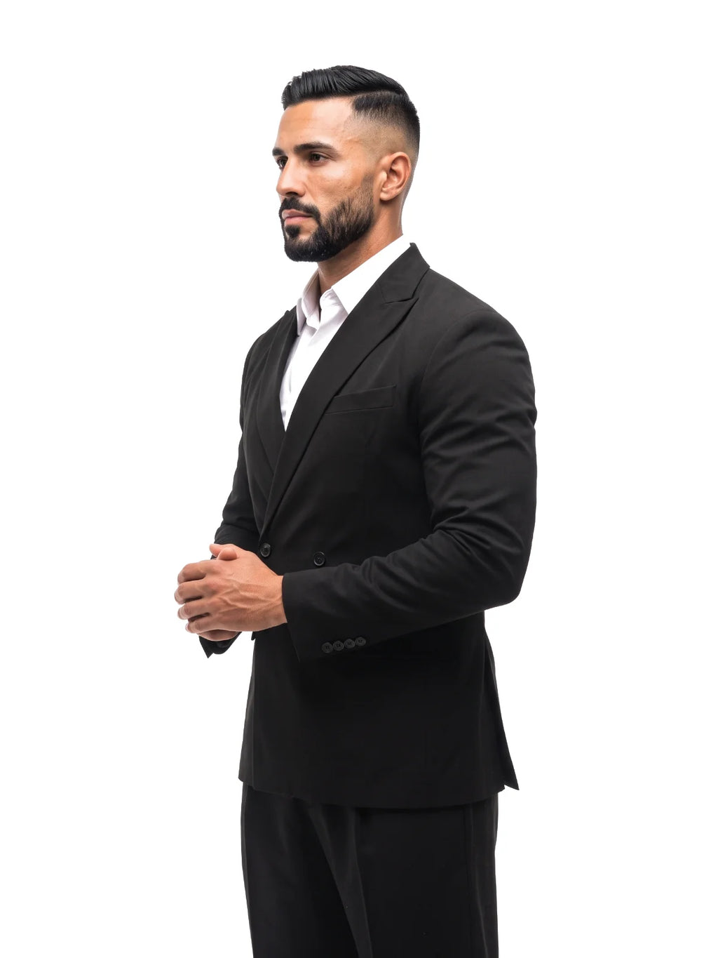 Bruno Valls - traje cruzado negro - vista look