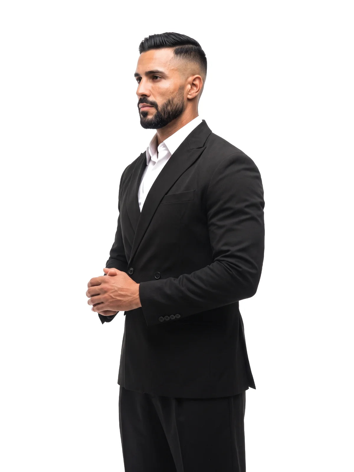 Bruno Valls - traje cruzado negro - vista look