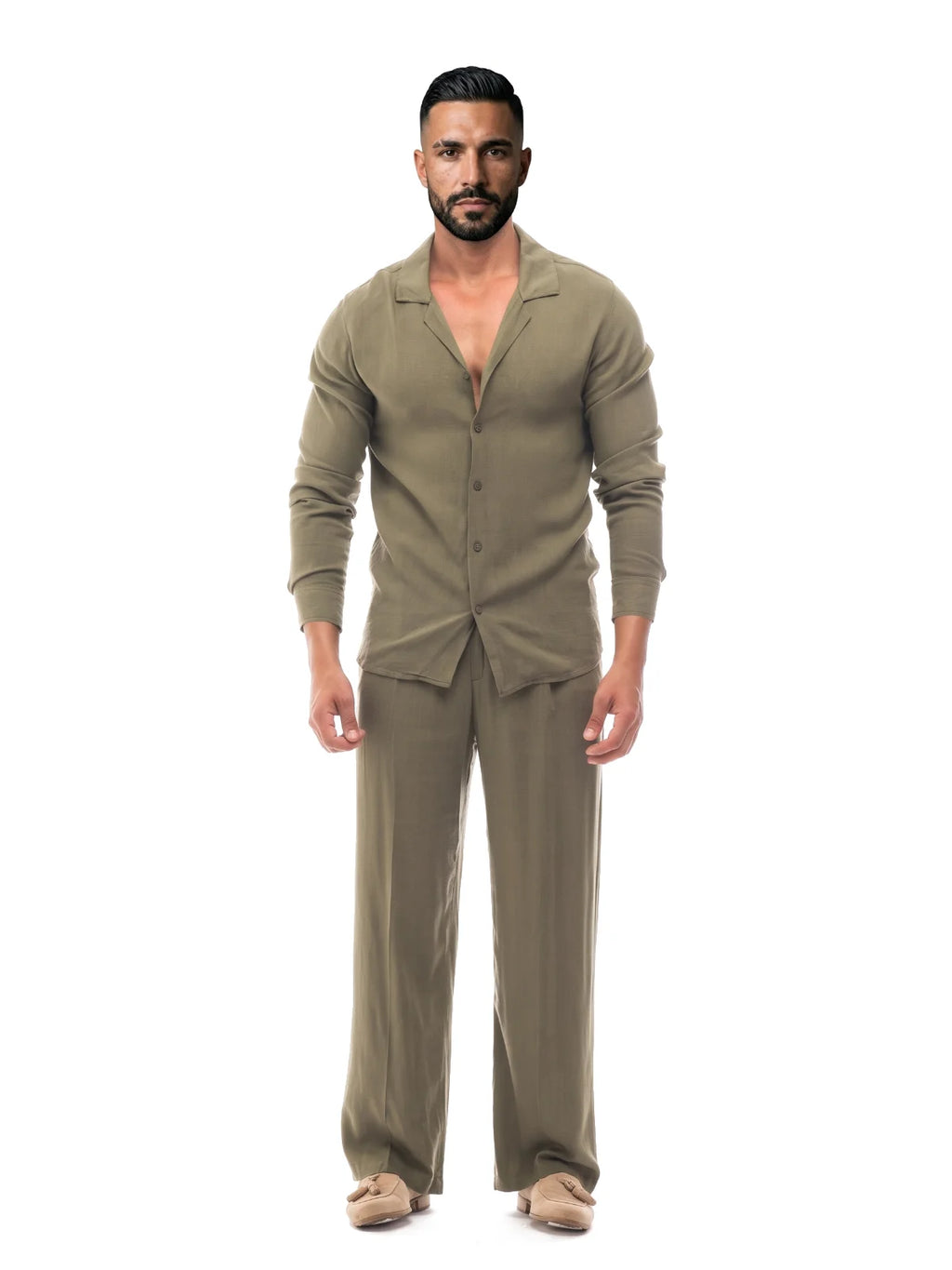 Bruno Valls - GONZALO Conjunto de lino verde - imagen 1