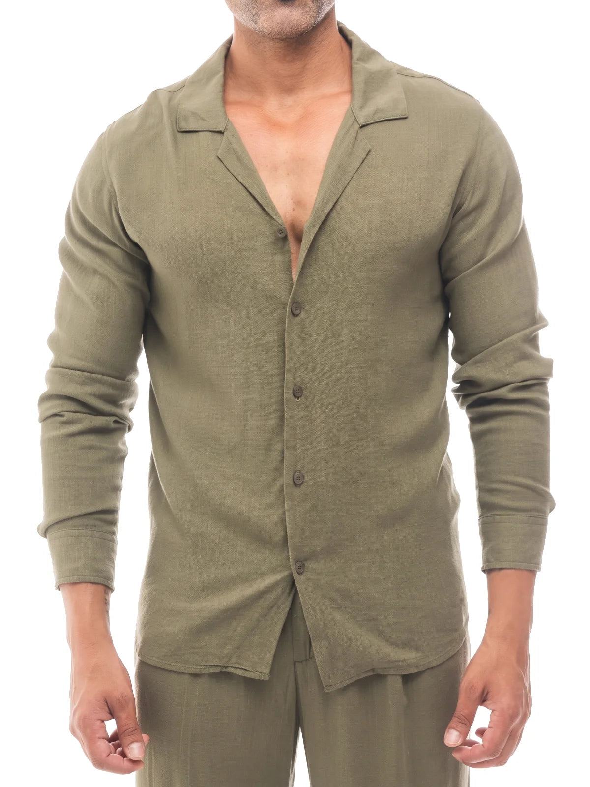 Bruno Valls - GONZALO Conjunto de lino verde - imagen 3