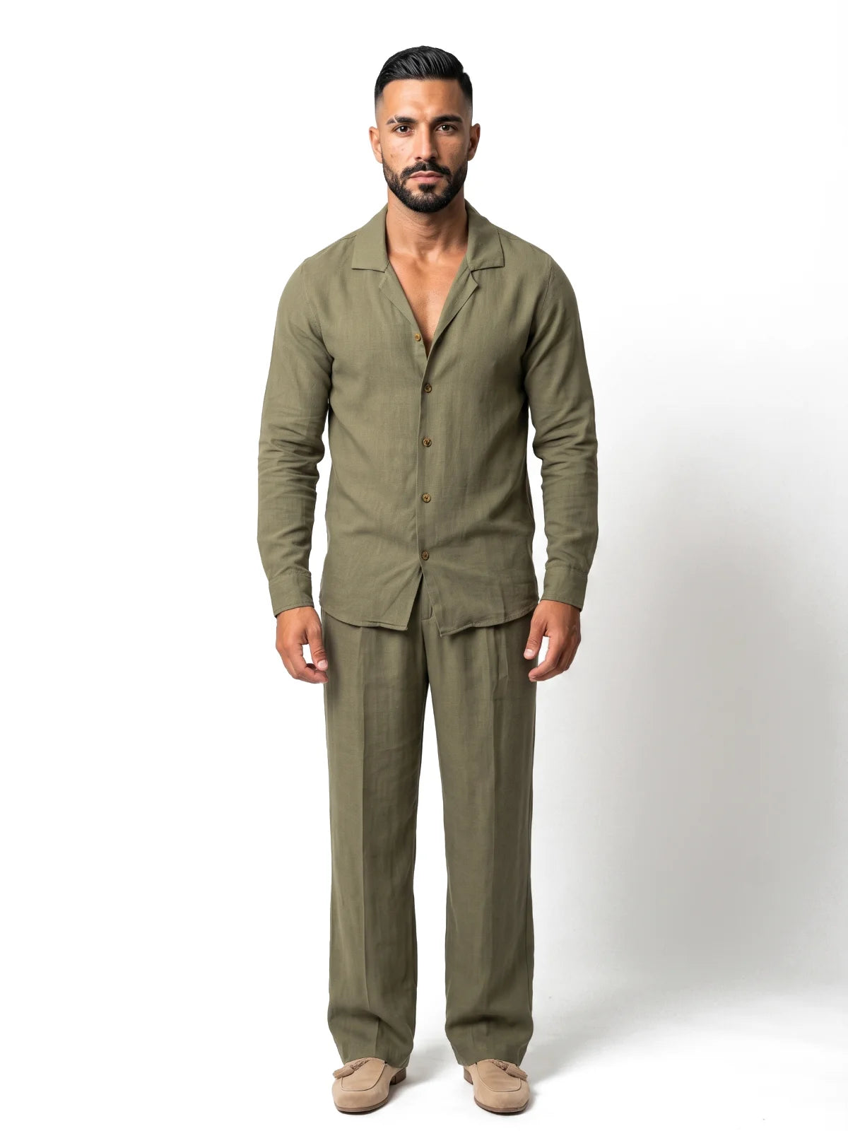 Bruno Valls - GONZALO Conjunto de lino verde - imagen 9