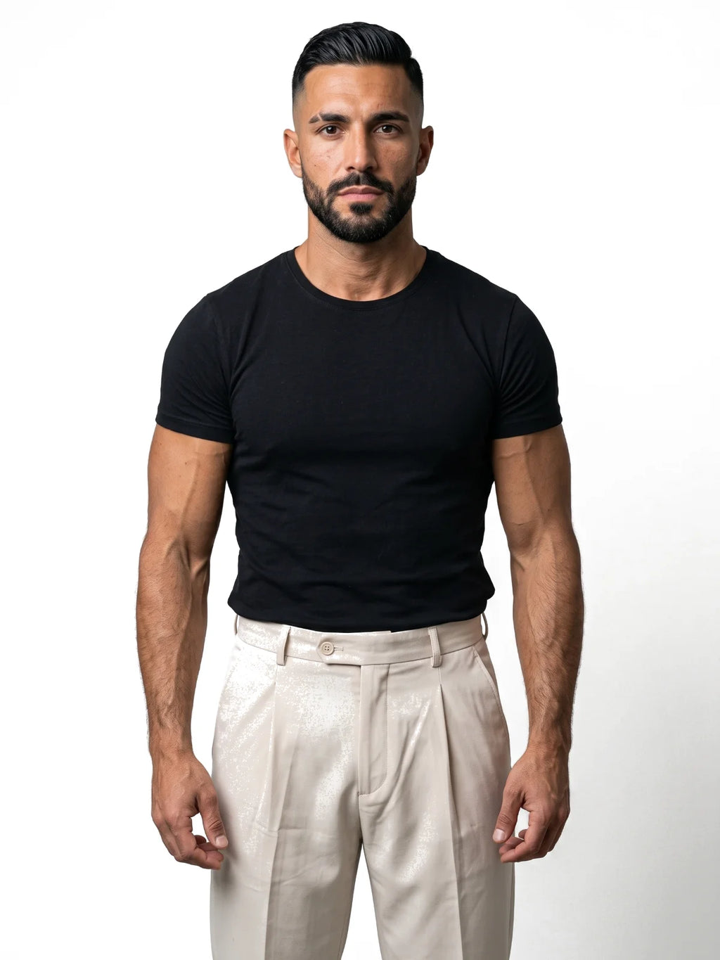 HÉCTOR camiseta básica slim negra – vista frontal – Bruno Valls