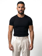 HÉCTOR camiseta básica slim negra – vista frontal – Bruno Valls