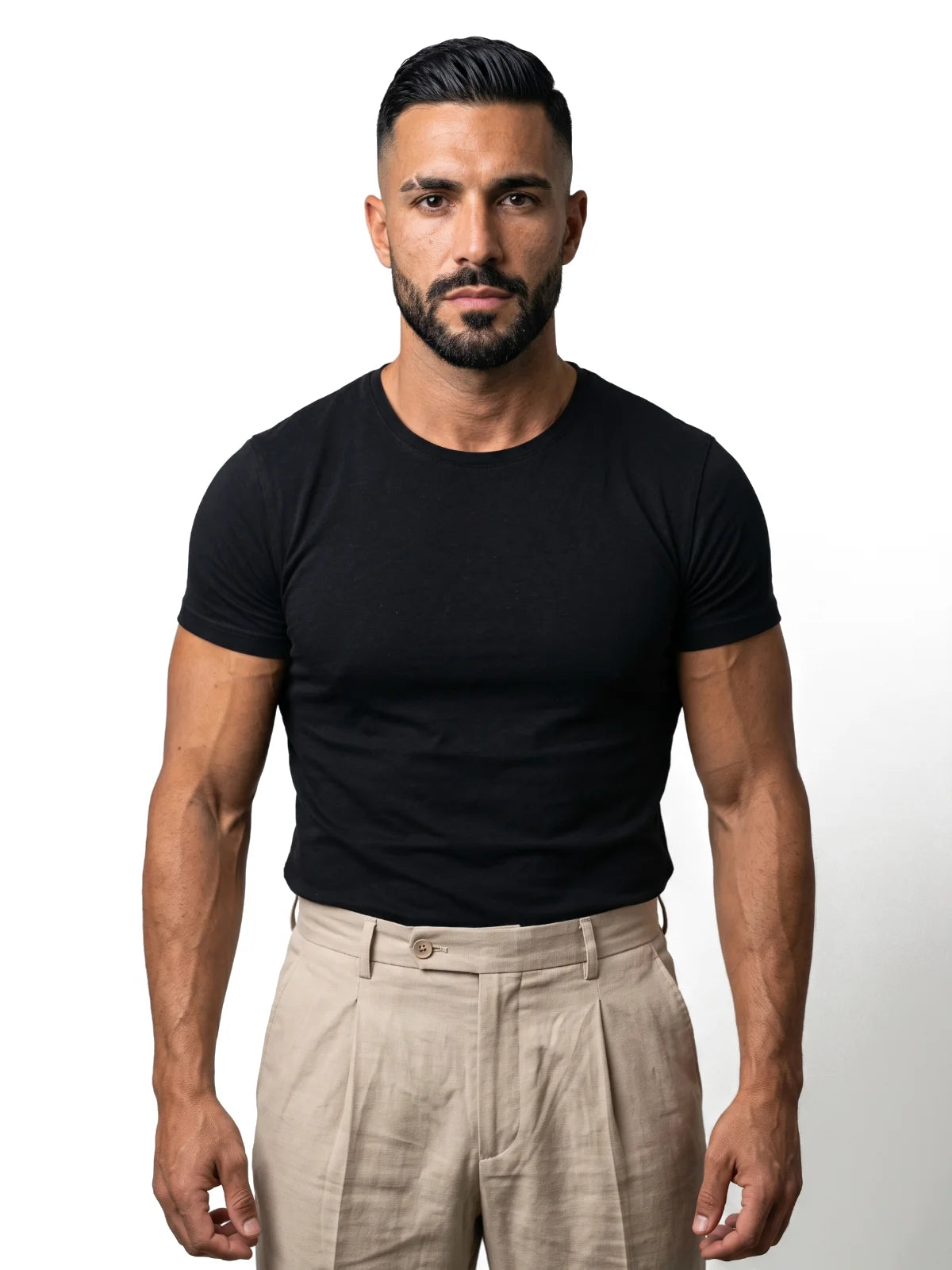 HÉCTOR camiseta básica slim negra – vista frontal – Bruno Valls