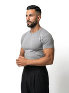 HÉCTOR camiseta básica slim gris claro – vista tres cuartos – Bruno Valls