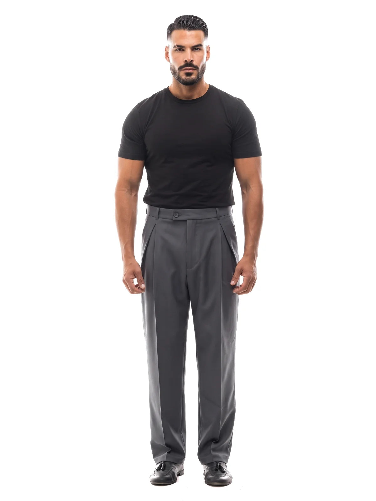 HUGO pantalón de doble pinza gris oscuro – look completo – Bruno Valls
