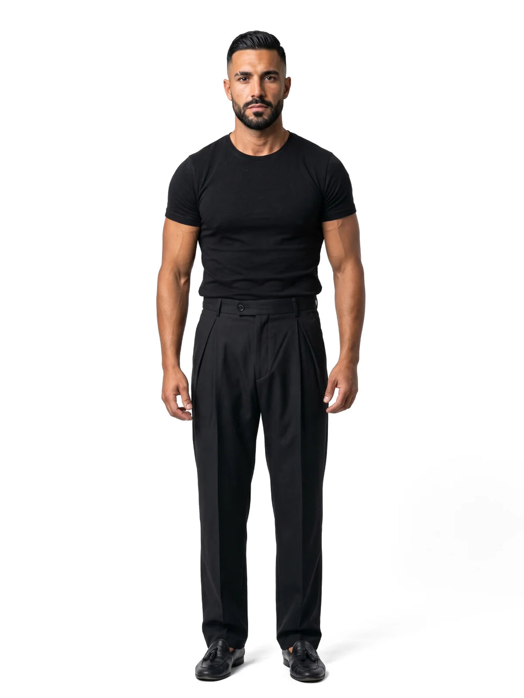 HUGO pantalón de doble pinza negro – look completo – Bruno Valls