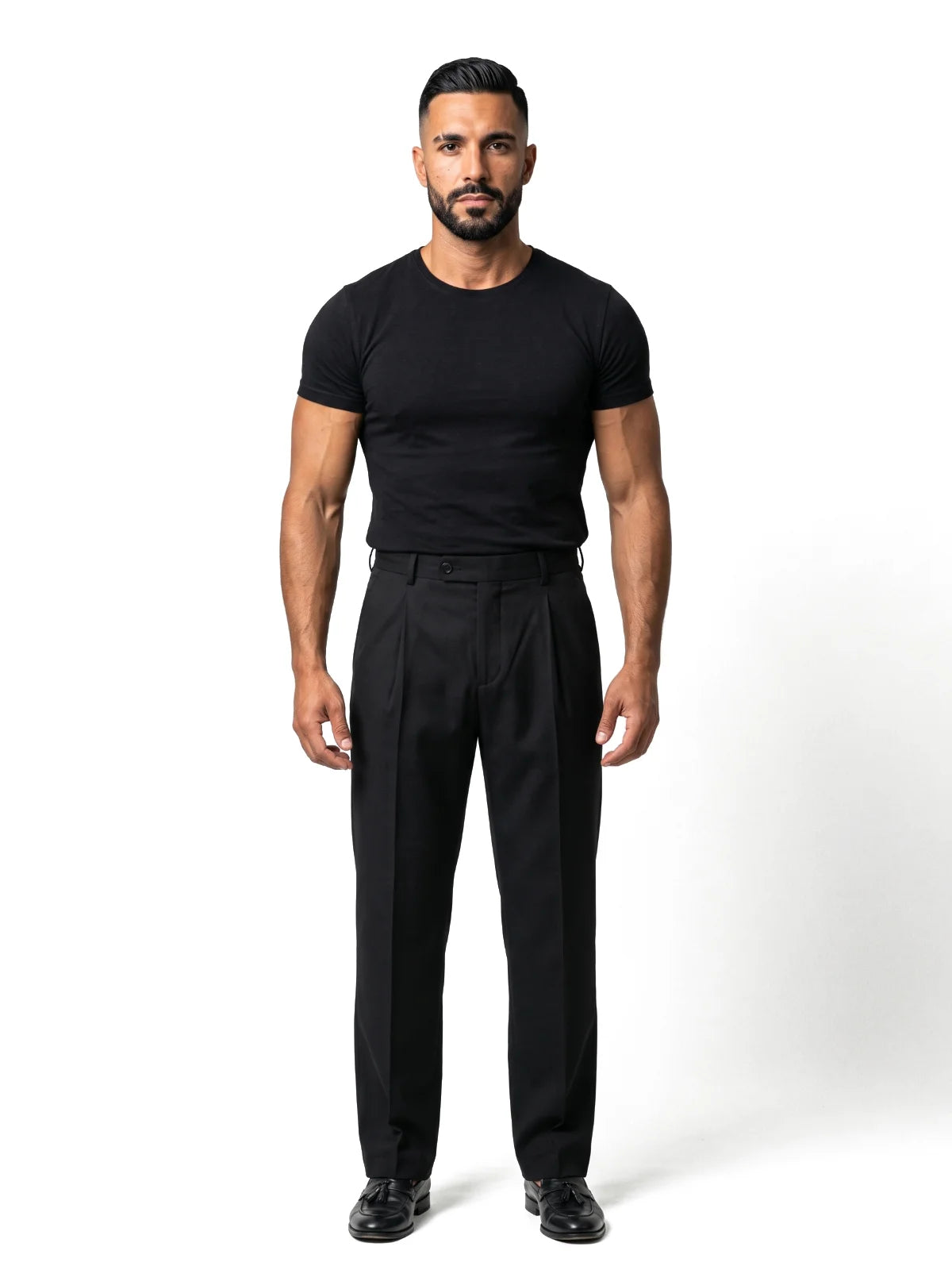 HUGO pantalón de doble pinza negro – vista frontal – Bruno Valls