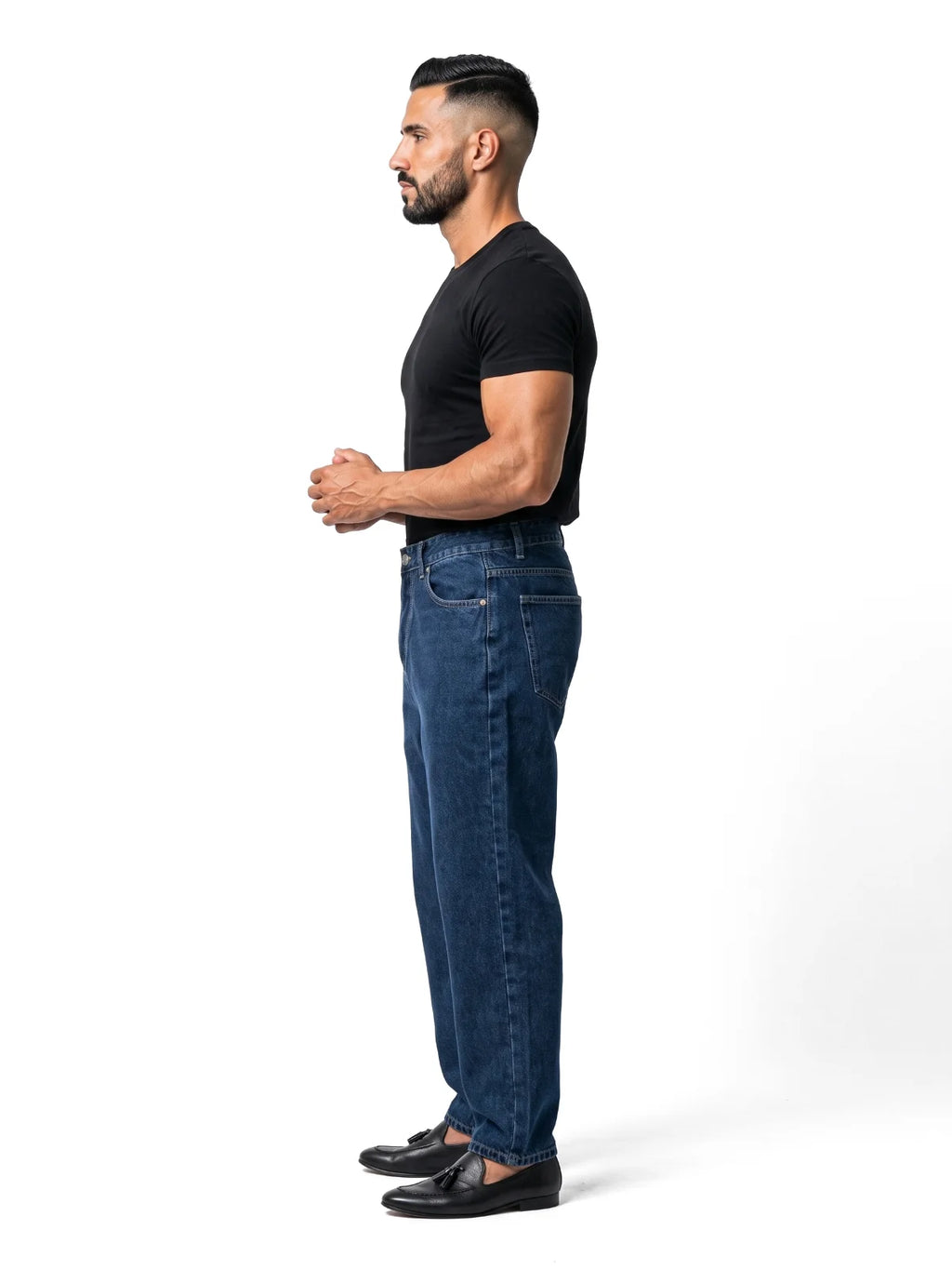 IKER vaquero baggy azul marino – vista lateral – Bruno Valls