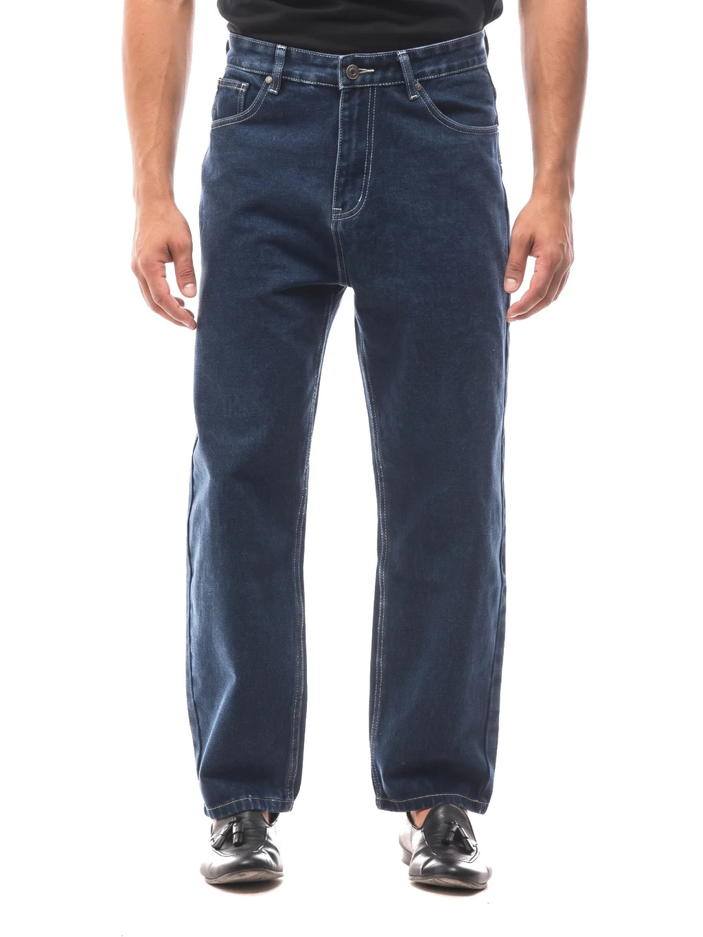 IKER vaquero baggy azul marino – vista frontal de cerca – Bruno Valls