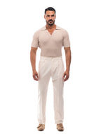 JAIME pantalón chino de pinzas blanco roto – vista frontal – Bruno Valls