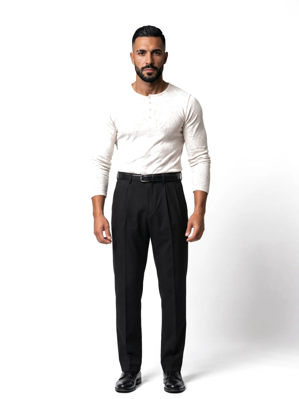 JAIME pantalón chino de pinzas negro – look completo – Bruno Valls