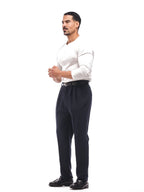 JAIME pantalón chino de pinzas azul marino – vista lateral – Bruno Valls