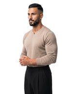 Bruno Valls - jersey de algodón cuello redondo beige - vista look