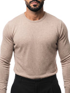 Bruno Valls - jersey de algodón cuello redondo beige - vista detalle