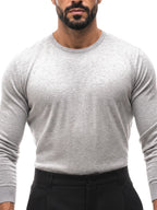 Bruno Valls - jersey de algodón cuello redondo gris - vista detalle