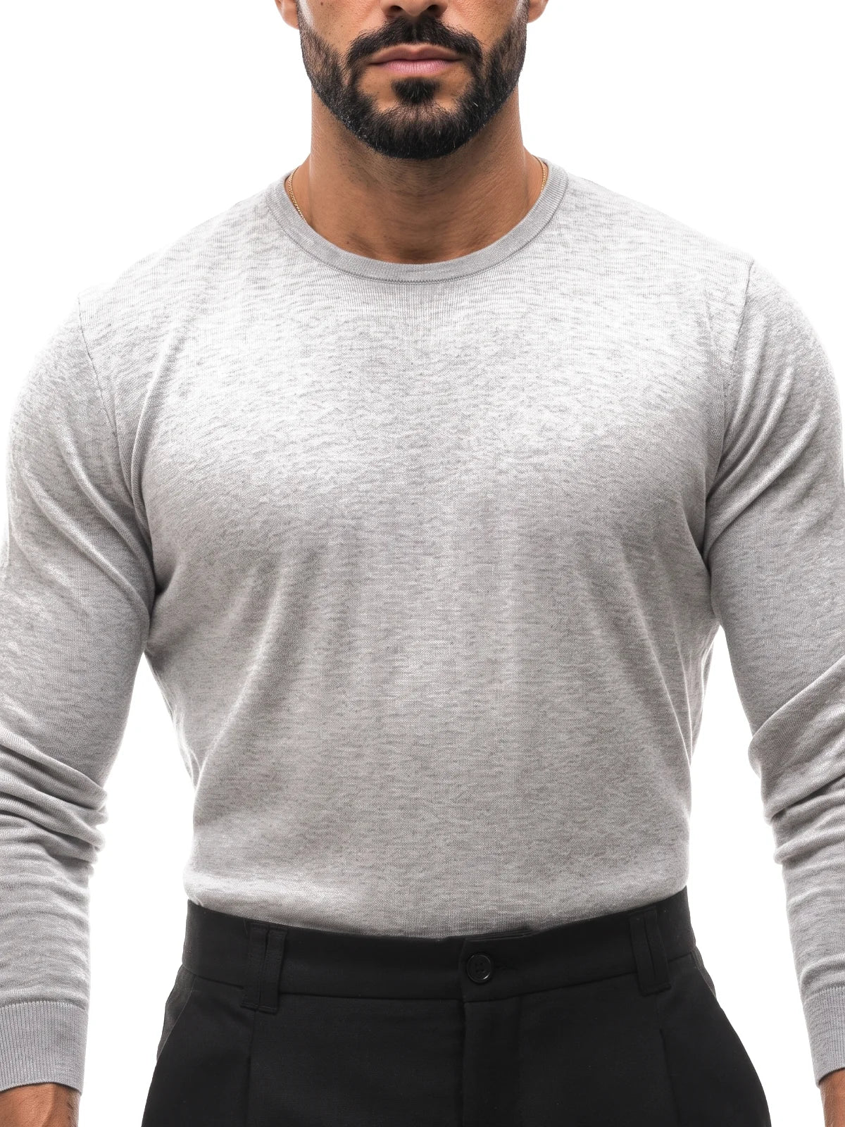 Bruno Valls - jersey de algodón cuello redondo gris - vista detalle