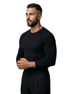 Bruno Valls - jersey de algodón cuello redondo negro - vista look