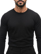 Bruno Valls - jersey de algodón cuello redondo negro - vista detalle